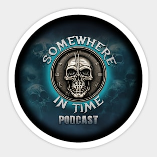 Two Sided Somewhere in Time Podcast Skull Clock Logo Sticker